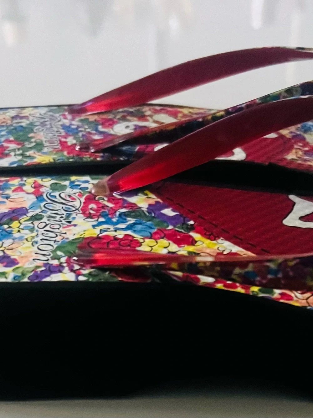 Brighton Red Floral Print Women's Sandals with Heart Charm
